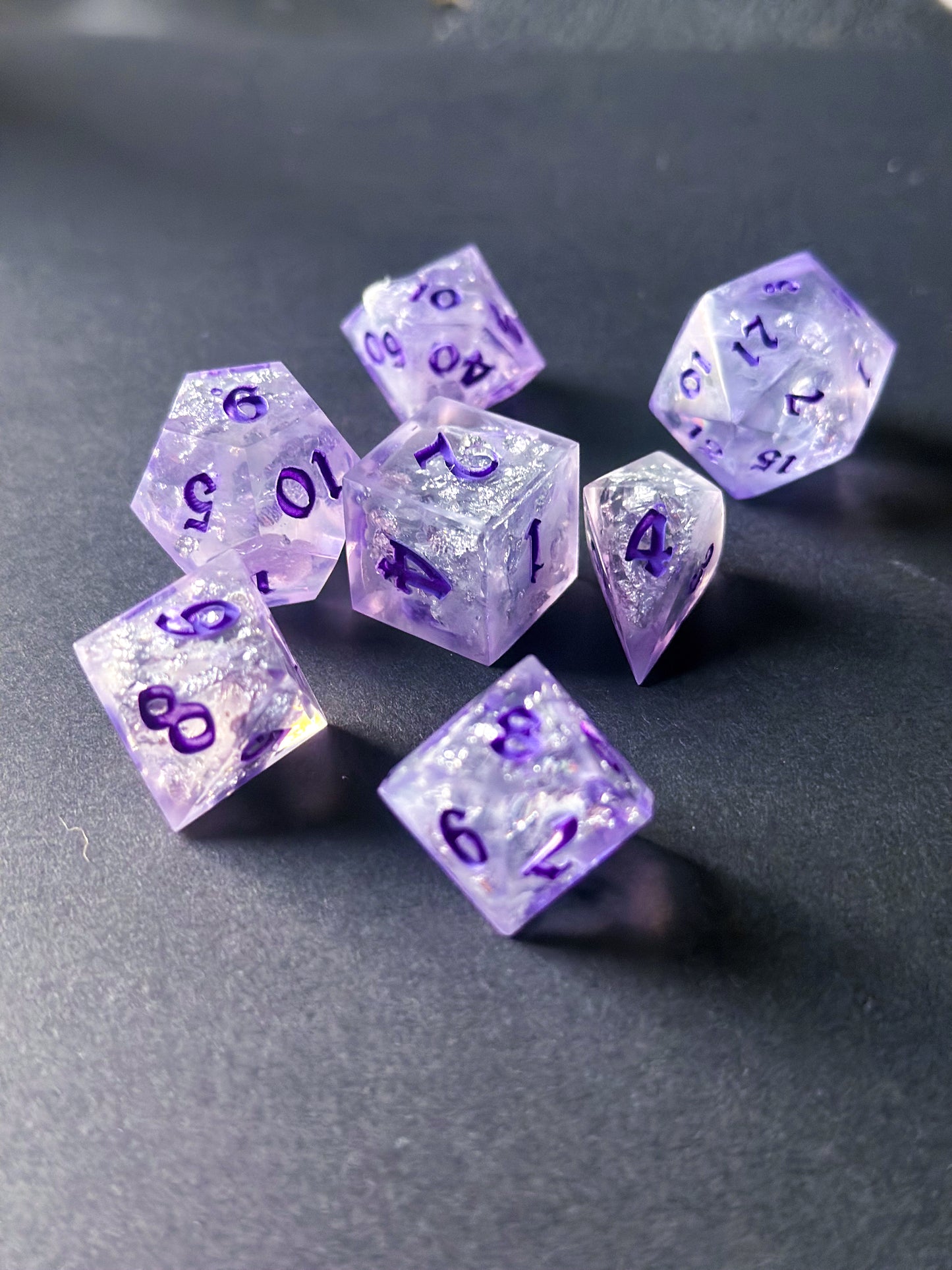 Enchanted Lavender & Frost Handmade Dice Set